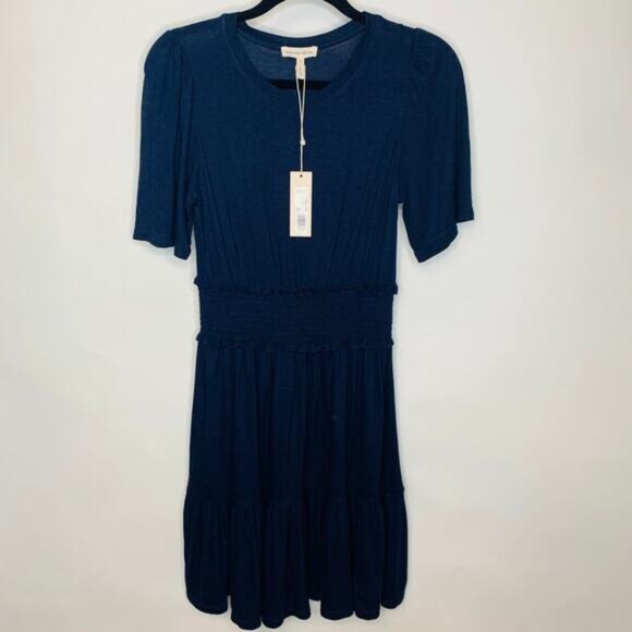 Rebecca Taylor Navy Blue Jersey Blouson Dress Sz Small - Picture 6 of 14